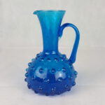 Empoli Henkelvase blau mit Noppen und Luftblasen im Glas