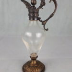 Jugendstil Likörkaraffe Glas Rillenglas WMF versilbert 1890-1910