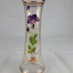 Jugendstil Glasvase Emaillemalerei Blumendekor um 1900 im Stil von Legras